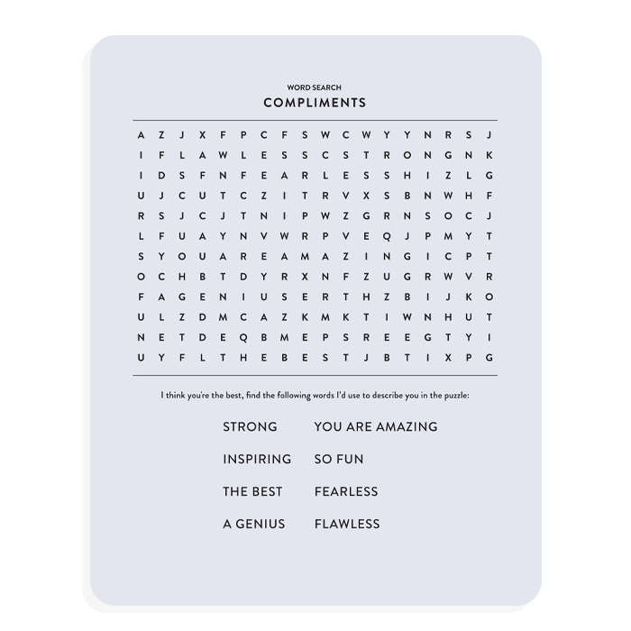Compliments Word Search