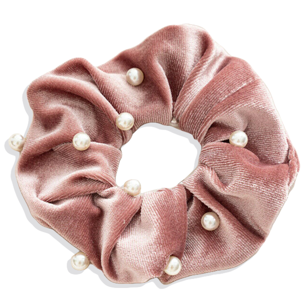 Velvet Scrunchie W/ Pearl Detail